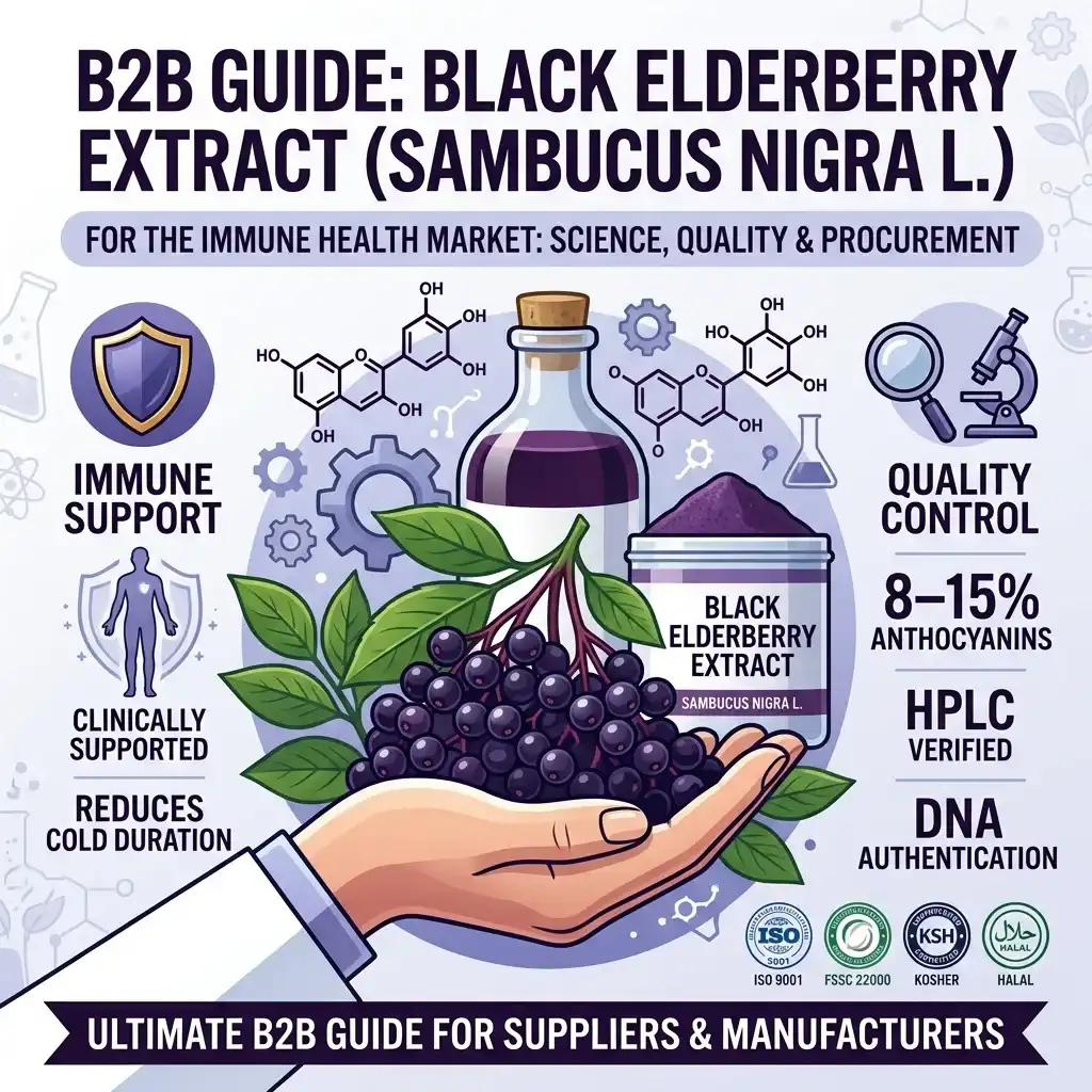 Black Elderberry Extract for Botanical Ingredient Blends and OEM Production Black Elderberry Extract for Botanical Ingredient Blends and OEM Production